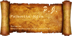 Palkovits Júlia névjegykártya